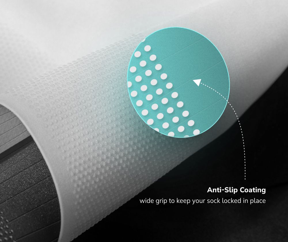 socks with a special coating that prevents them from falling down